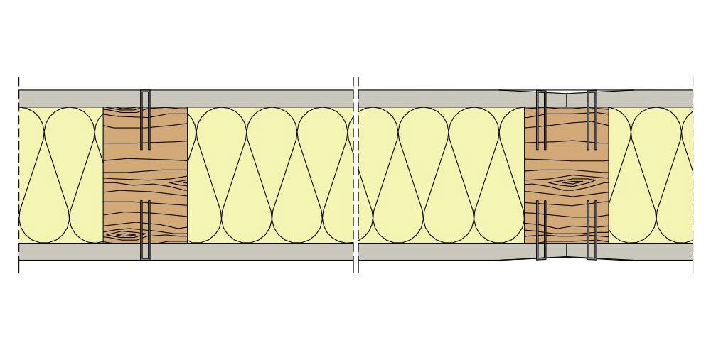 Holzständerwandquerschnitt mit statisch wirksamer Beplankung