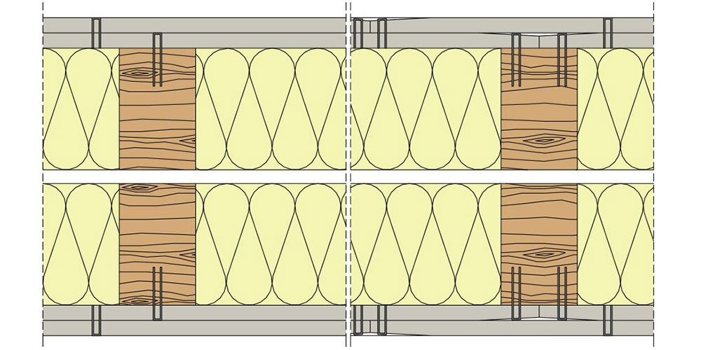 Holzständerwandquerschnitt mit statisch wirksamer doppelten Beplankung