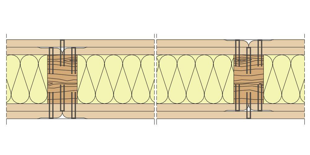 Holzständerwandquerschnitt ohne statisch wirksame doppelte Beplankung