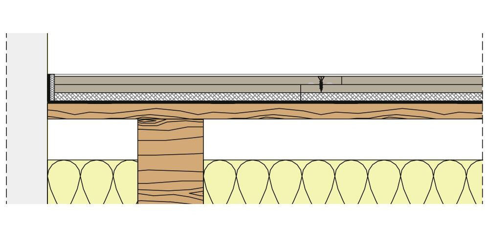 Bodensystem beplankt und gedämmt mit Holzfaser